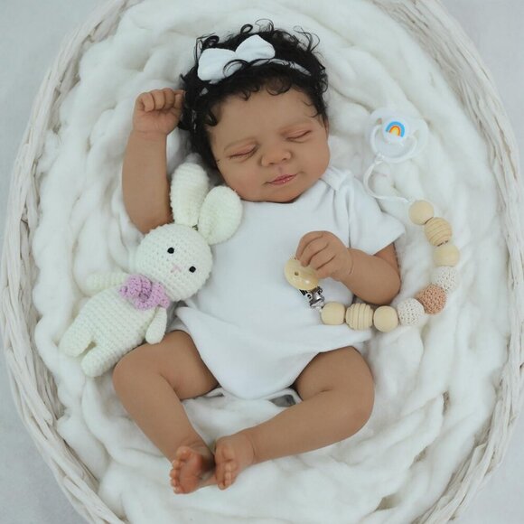 18 Inch Reborn Baby Doll Black Boy Realistic Newborn African American Gift - Picture 7 of 8